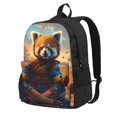thumbnail image 1 of Zufioo Prairie Meditating Raccoon Pattern Adult Backpack,Wear-resistant and Breathable Multi-pocket Backpack, Suitable for Travel, Business and Outdoor Activities, 1 of 9
