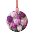 thumbnail image 1 of Zufioo Purple And Pink Tulip Bouquet Print Large Acrylic Christmas Ornaments, Suitable for Christmas Tree Christmas Holiday Party Pendant Decorations-Round Shape, 1 of 7