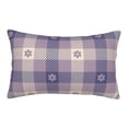 thumbnail image 1 of Zufioo Purple Floral Gingham Check Plaid Print Double-sided Plush Pillow Cover,Decorative Pillow Protector without Pillow Core, Suitable for Sofa, Bedroom, Car-16"x24", 1 of 6