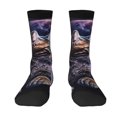 Zufioo Purple Moon Cat Print Thigh High Socks,Knee High Socks For Women