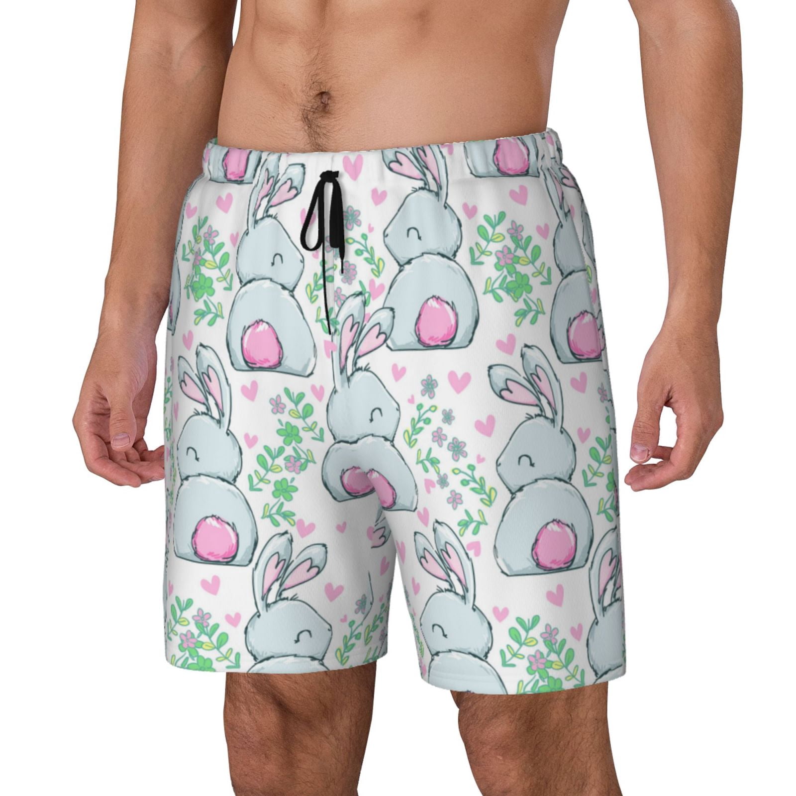 Zufioo Rabbit Back View Mens Swimsuit Trunks with Compression Liner ...