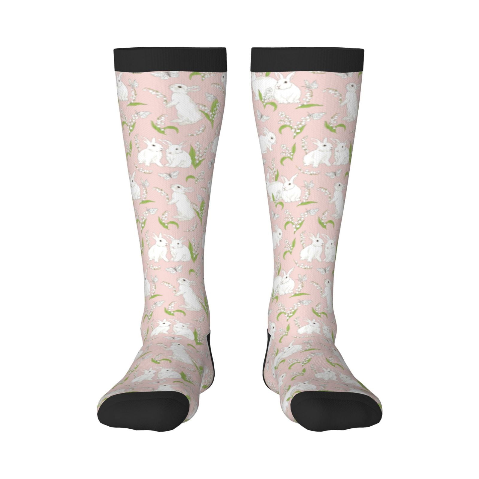 Zufioo Rabbit Print Long High Thigh Socks Knee-High Warm Stocking Women ...