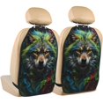 thumbnail image 1 of Zufioo Realistic Style Colorful Wolf for Car Seat Kick-Proof Storage Pads 2 Pack, Anti-Stain Adjustable Car Seat Protectors for SUV, Jeep, Truck-One Size, 1 of 9