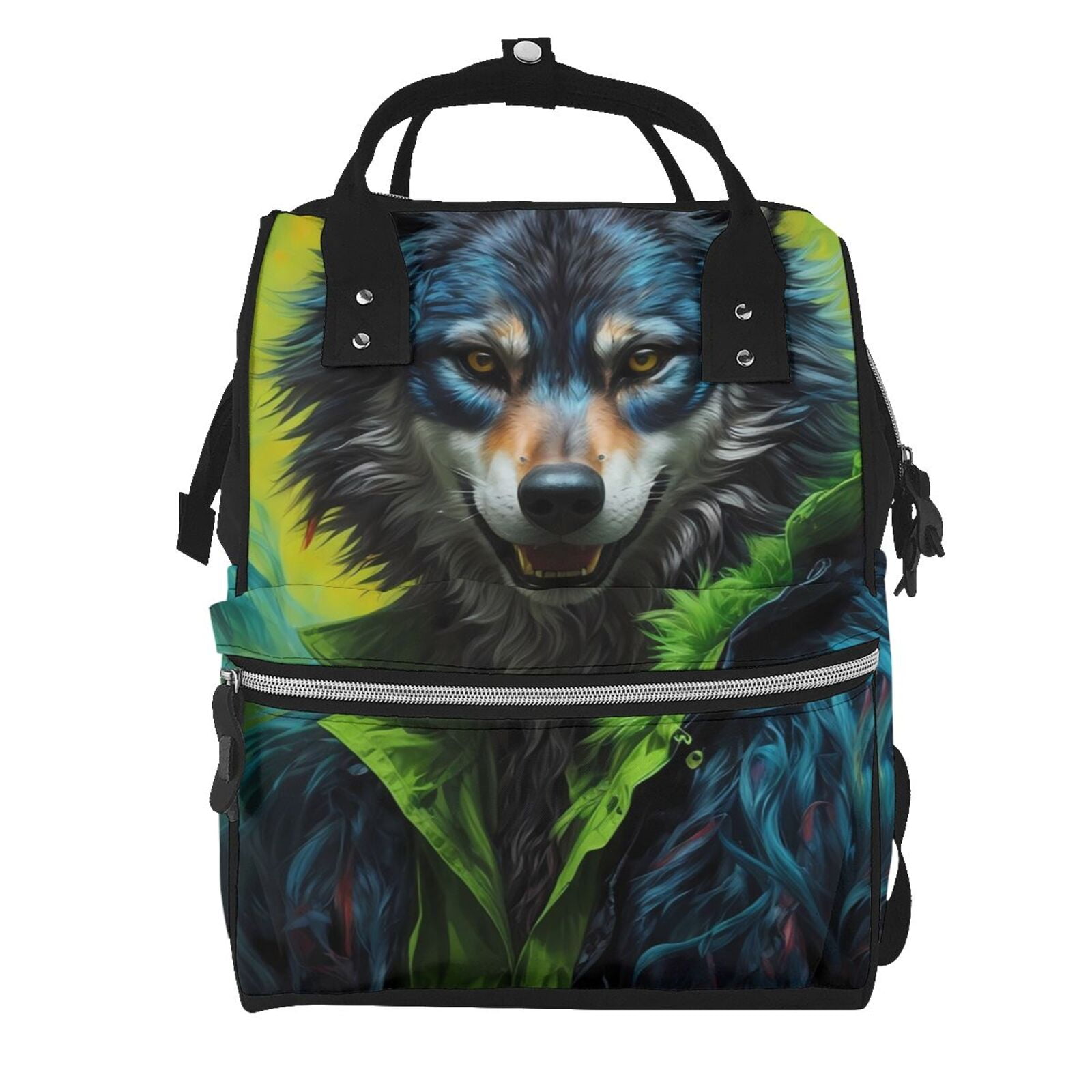 Zufioo Realistic Style Wolf Warrior Print Large capacity mommy bag ...
