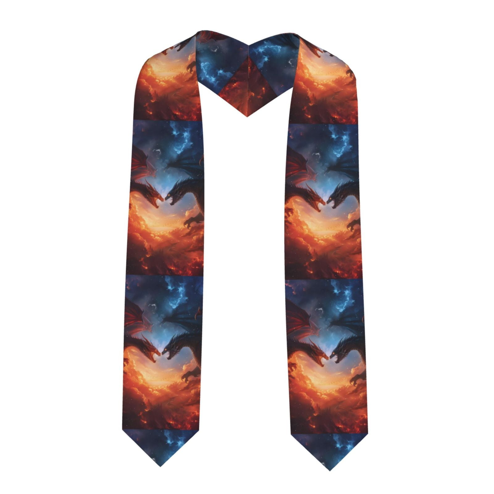 Zufioo Red And Blue Fire Cloud Dragon Print Graduation Shawl Ribbon ...