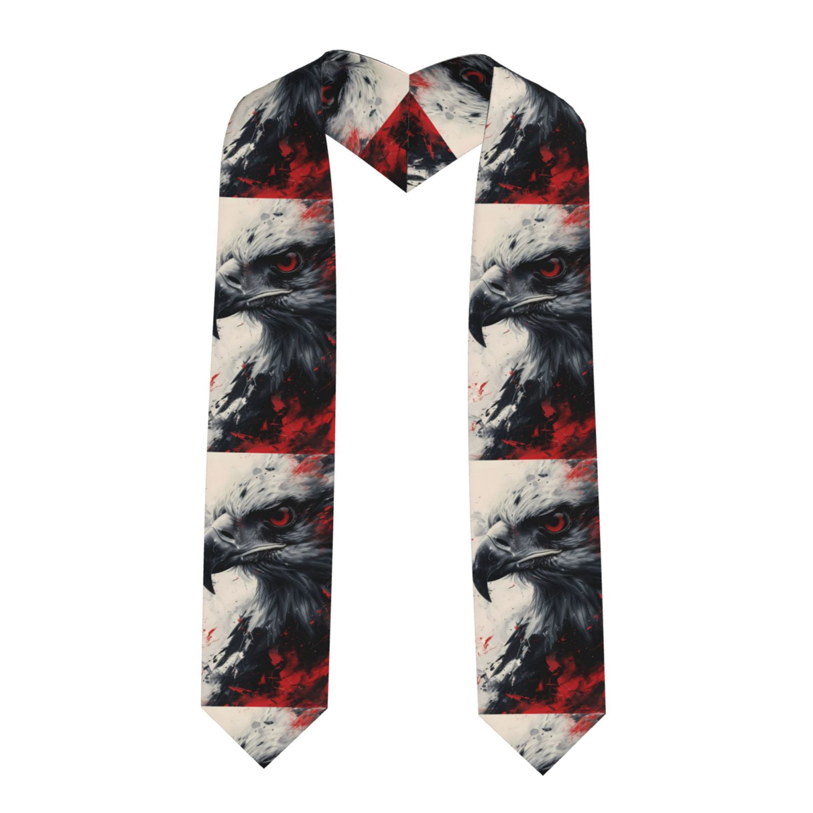 Zufioo Red Black Ink Style Bald Eagle Print Graduation Shawl Ribbon ...