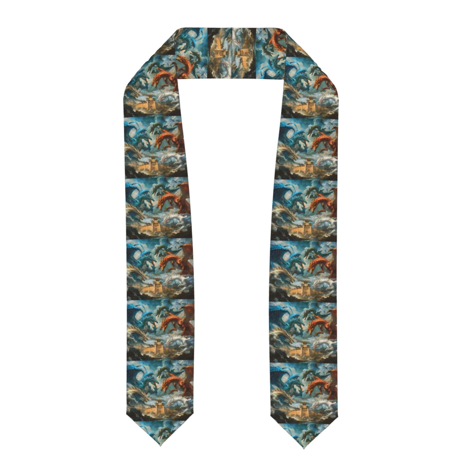 Zufioo Red Blue Dragon Battle Epic Print Graduation Shawl Ribbon ...
