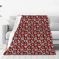 Zufioo Red Floral Fleece Blanket Queen Size,Plush Bed Blanket,Ultra