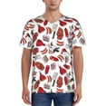 thumbnail image 1 of Zufioo Red Food Print Men's Baseball Short Sleeve, Moisture Wicking Button-Down Hip Hop Tee-Medium, 1 of 7