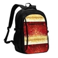 thumbnail image 1 of Zufioo Red Gold Glitter Print USB Backpack, Multi-Pocket Design Ergonomic Construction Travel Bag Work Bag, Unisex, 1 of 1