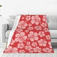 thumbnail image 1 of Zufioo Red Hibiscus Flower Fleece Blanket Queen Size,Plush Bed Blanket,Ultra Soft Throw Blanket,Plush Fuzzy Cozy Blanket Perfect for Bed,Couch-50"x40", 1 of 7