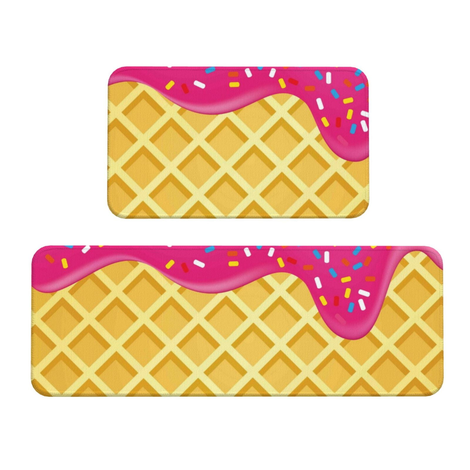 Zufioo Red Ice Cream 2PCS Kitchen Mats for Floor,Home Decor Cushion
