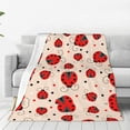 Zufioo Red Ladybug Fleece Blanket Queen Size,Plush Bed Blanket,Ultra