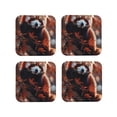 thumbnail image 1 of Zufioo Red Panda Autumn Branches Print Leather Coaster Set, Decorative PVC Coasters 4-pack - Scald and Stain-resistant, Suitable for Home, Cafes, Restaurants-Square, 1 of 6