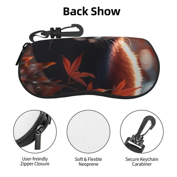 Zufioo Red Panda Autumn Branches Print Sunglasses Case Tactical Zipper Sunglasses Carrying Case for Men Women