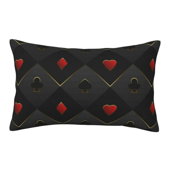 Zufioo Red Poker Print Double-sided Plush Pillow Cover,Decorative Pillow Protector without Pillow Core, Suitable for Sofa, Bedroom, Car-16"x24"