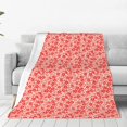 Zufioo Red Pretty Flowers Fleece Blanket Queen Size,Plush Bed Blanket