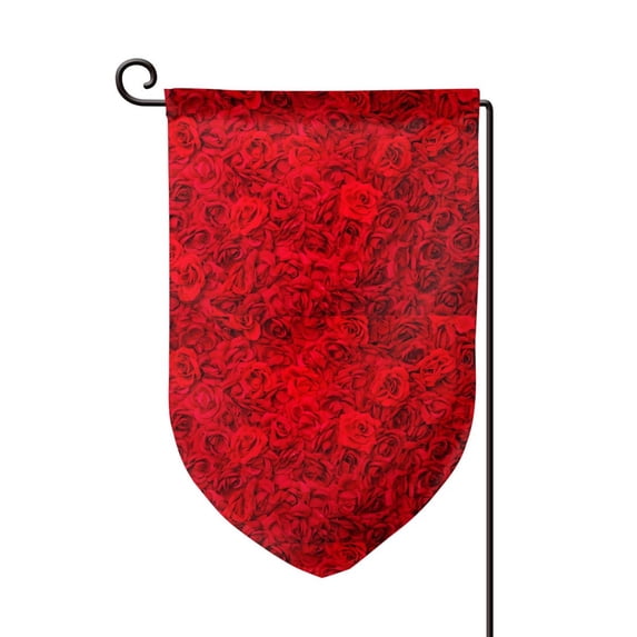 Zufioo Red Rose Print Garden Decoration Flags, Sun-resistant and Wrinkle-resistant Flags, Balcony, Terrace, Garden Decorations, Home Decorations-One Size