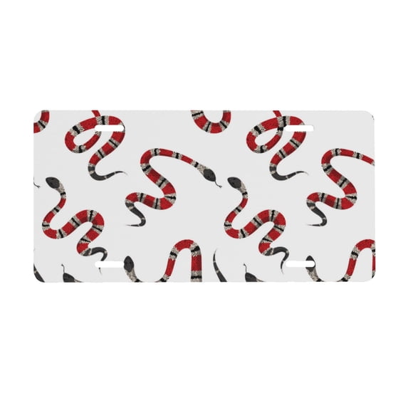 Zufioo Red Snake Print Car Aluminum Front License Plate, 12x6 Inch Decorative Personalized Car License Plate Car Accessories