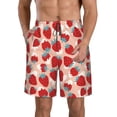 thumbnail image 1 of Zufioo Red Strawberry for Men's Casual Beach Shorts, Sports Fitness Quick-drying Drawstring Shorts with Pockets for Home Wear-Small, 1 of 6