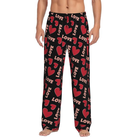 Zufioo Red heart and love Mens Pajama Pants Sleep & Lounge Pants Sleepwear Pants(Available in Big & Tall)-Medium