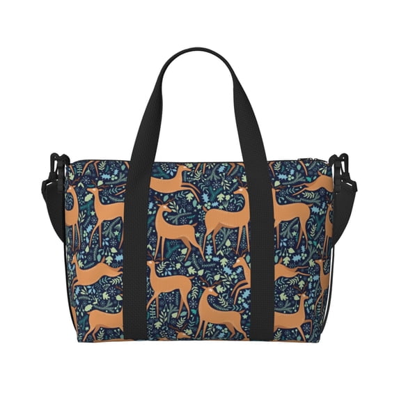 Zufioo Reindeer Pattern Hand-held Travel Bag, Waterproof Adjustable Shoulder Strap Crossbody Duffel Bag, Suitable for Work, Short trips, Sports