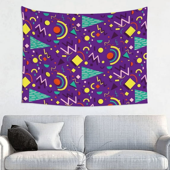 Zufioo Retro 80s Style Print Wall Decoration Tapestry 29x37in, Indoor Outdoor Dormitory Background Decoration Wall Hanging Home Furnishings