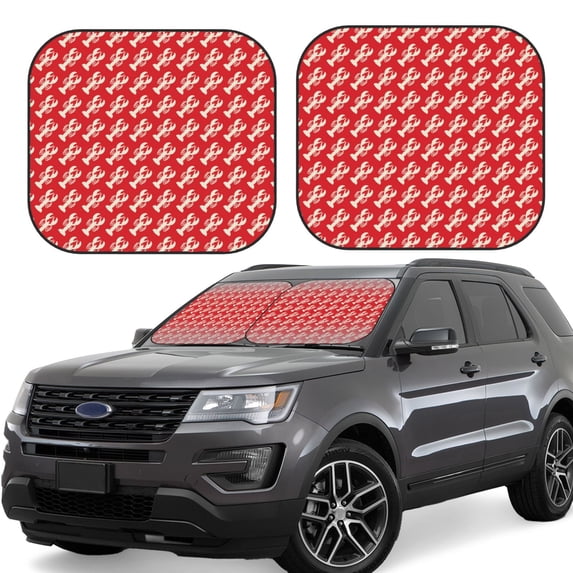 Zufioo Retro Lobsters Print Folding Car Windshield Sun Visor, Anti-ultraviolet Sun Visor, Suitable for Trucks, Vans Car Accessories-Small