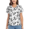 thumbnail image 1 of Zufioo Retro Rooster Print Women's Classic V-neck T-shirt, V-neck Short-sleeved Tops Home Wear, Suitable for Daily Life, Work, Outdoors-XX-Large, 1 of 8