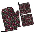 thumbnail image 1 of Zufioo Ripe Red Cherry Oven Mitts and Pot Holders 4pcs Set Kitchen Oven Glove High Heat Resistant 500 Degree Extra Long Oven Mitts for Kitchen Baking Cooking, 1 of 6