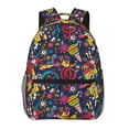 thumbnail image 1 of Zufioo Rock Music Print Casual Student Backpack, Adjustable Shoulder Straps Multi-Function Multi-Pocket Sports Bag Travel Backpack, Unisex-One Size, 1 of 5