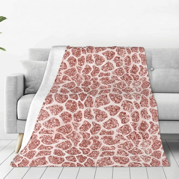 Zufioo Rose Gold Abstract Spots Fleece Blanket Queen Size,Plush Bed Blanket,Ultra Soft Throw Blanket,Plush Fuzzy Cozy Blanket Perfect for Bed,Couch-60"x50"