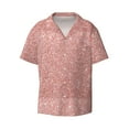 Zufioo Rose Gold Pink Glitter Print Mens Button Down Short Sleeve Shirt