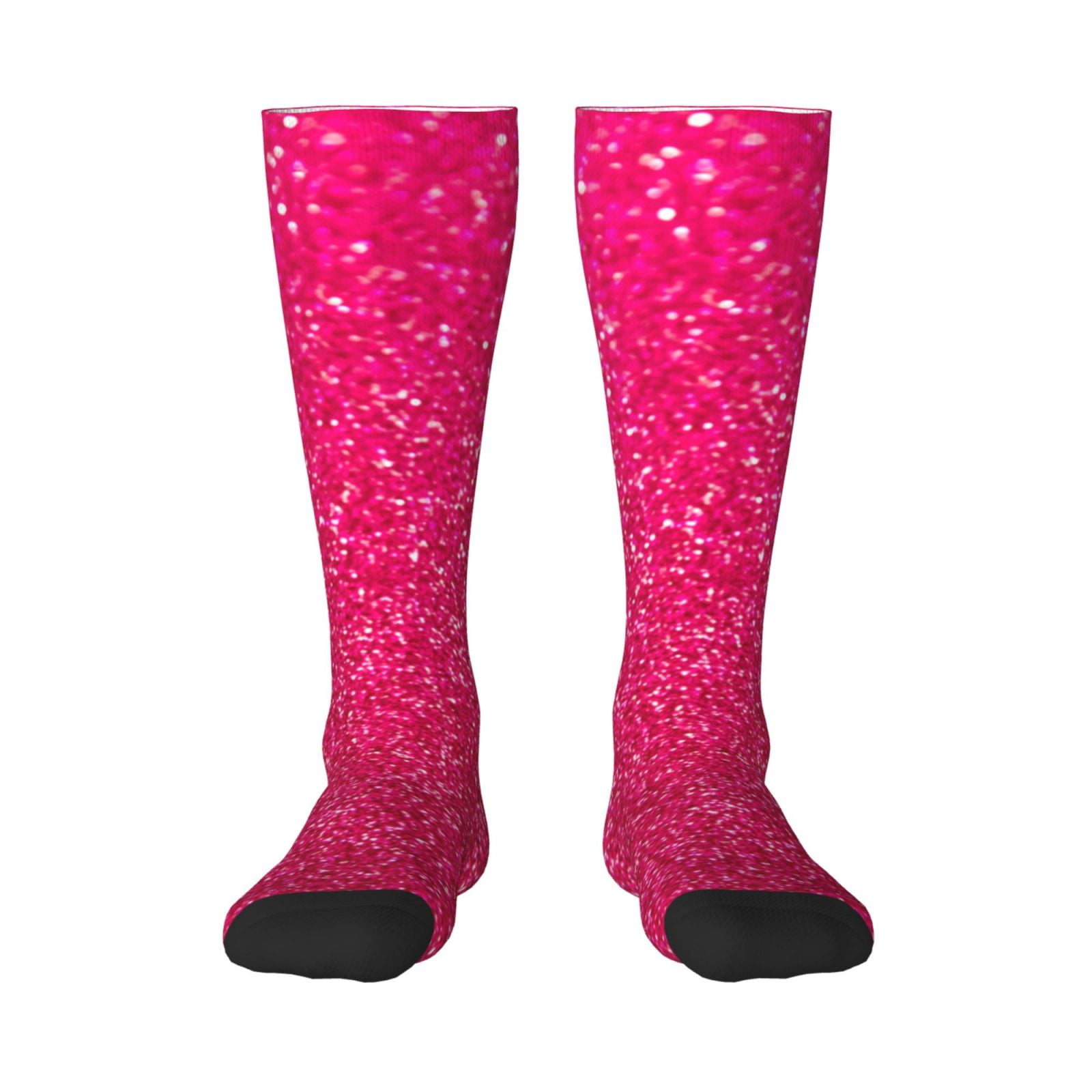 Zufioo Rose Red Glitter Print Long High Thigh Socks KneeHigh Warm