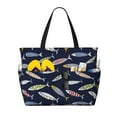 thumbnail image 1 of Zufioo Sardine Print Large Capacity Beach Travel Bag, Zippered Pocket Foldable Hand-held Shoulder Beach Bag, 1 of 7