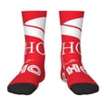 thumbnail image 1 of Zufioo Saying Ho Ho Ho Print Children's Mid-tube Socks, Contrast Color High Elastic Sports Socks - Sweat-absorbent, Warm, Suitable for Children Aged 6-10, 1 of 5