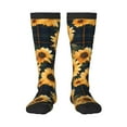 thumbnail image 1 of Zufioo Scottish Blue Plaid Sunflower Print Long High Thigh Socks Knee-High Warm Stocking Women Boot Sock Leg Warmer High Socks for Daily Wear, Cosplay, 1 of 6