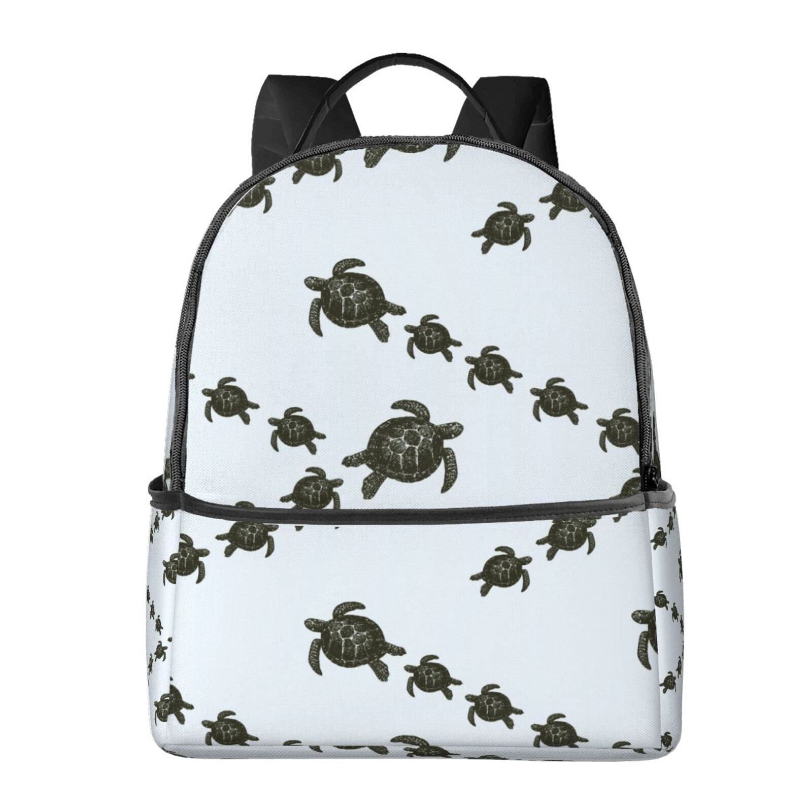 Zufioo Sea Turtle Print Fashion Large Capacity Backpack, Zippered Multi ...