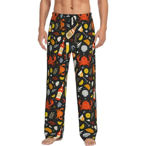Zufioo Seafood And Drinks Mens Pajama Pants Sleep & Lounge Pants Sleepwear Pants(Available in Big & Tall)-Large