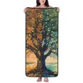 thumbnail image 1 of Zufioo Seasonal Tree Reflection Print Coral Fleece Bath Towel 27x55 Inches, Absorbent and Quick-drying Bath Towel, Suitable for Adults and Children, 1 of 8