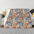 thumbnail image 1 of Zufioo Set Of Travel Vintage Print Horizontal Flannel Blanket, Anti-wrinkle, Anti-shrinkage, Anti-allergic Plush Blanket, Household Items Suitable for Bedroom-60"x50", 1 of 6