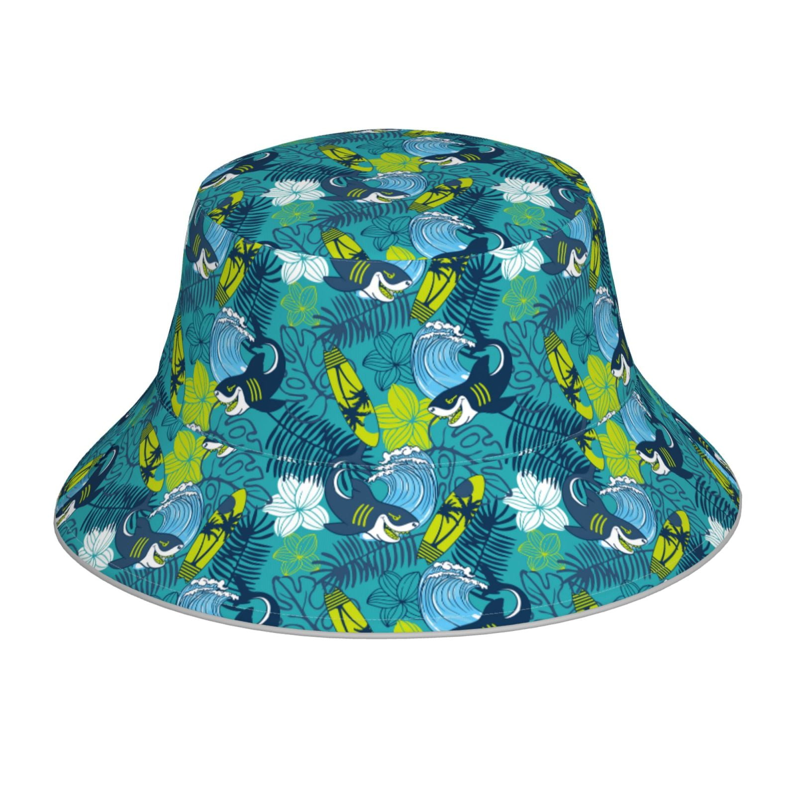 Zufioo Shark And Leaves Waterproof Reflective Holographic Bucket Hat ...