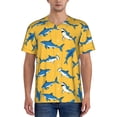 thumbnail image 1 of Zufioo Shark Print Print Men's Baseball Short Sleeve, Moisture Wicking Button-Down Hip Hop Tee-Large, 1 of 7