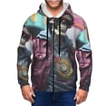 thumbnail image 1 of Zufioo Skeleton Cool Street Fashion Print Men's Hooded Cardigan, Zip-up Long-Sleeved Sweatshirt Jacket Sportswear-Small, 1 of 5