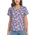thumbnail image 1 of Zufioo Skull Print Women's Classic V-neck T-shirt, V-neck Short-sleeved Tops Home Wear, Suitable for Daily Life, Work, Outdoors-XX-Large, 1 of 4