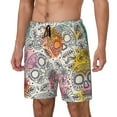 Zufioo Skull and Flowers Mens Swimsuit Trunks with Compression Liner