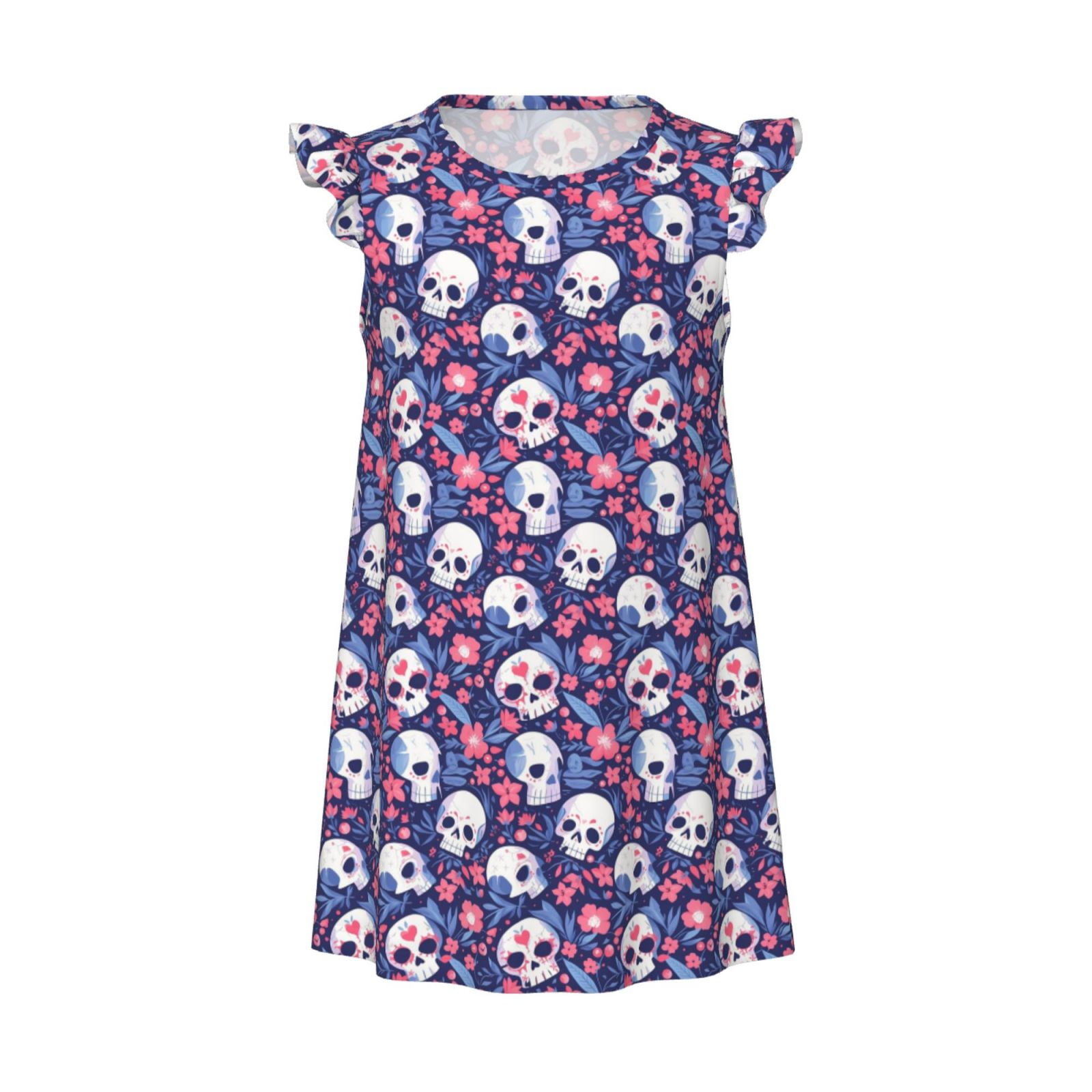 Zufioo Skull cartoon flower Girls Nightgowns Toddler Girl Pajamas Soft