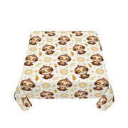 Zufioo Sloth Yoga Print Square Decorative Tablecloth, Wrinkle-resistant, Waterproof and Oil-resistant Tablecloth Coffee Table Cloth, Suitable for Restaurants-60"x60"