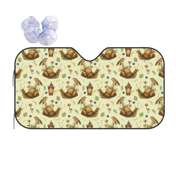 Zufioo Snail With Mushrooms Print Car Windshield Sunshade, UV Protection Heat Insulation Protective Cover Suitable for Car, SUV, Truck Auto Accessories-Snail With Mushrooms