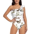 thumbnail image 1 of Zufioo Snake Print One-shoulder Ruffled One-piece Swimsuit, High Elastic Integrated Removable Chest Pad Swimsuit Suitable for Beach, Pool and Vacation-X-Large, 1 of 6